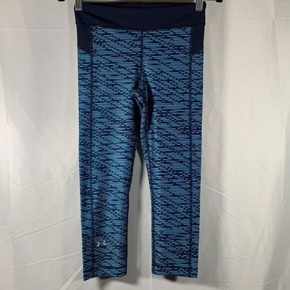 Under Armour Blue Striped Capri Legging Crops/Pants - Picture 1 of 6
